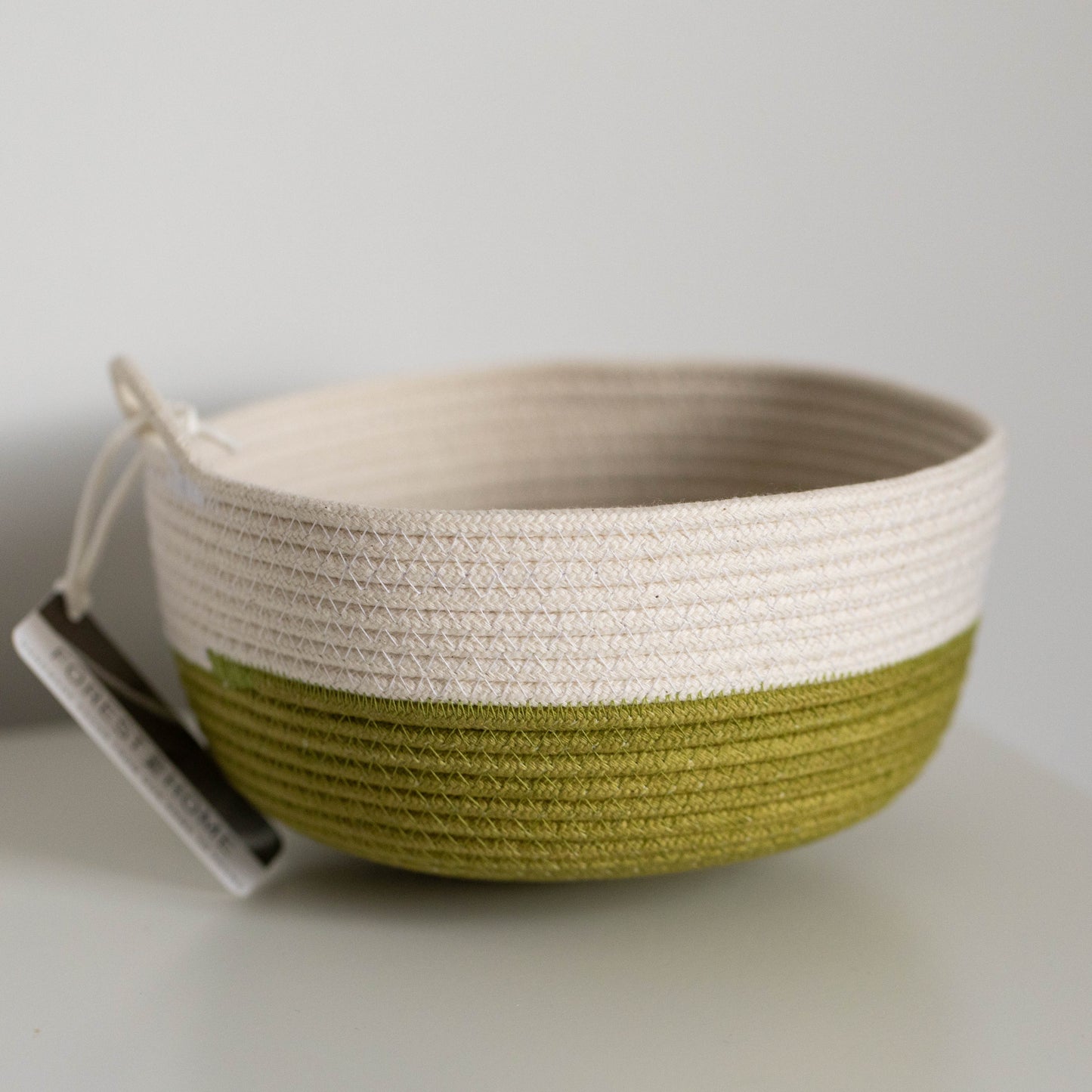 Handmade Cotton Rope Bowl in Moss Green