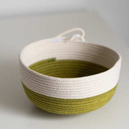 Handmade Cotton Rope Bowl in Moss Green