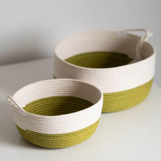 Handmade Cotton Rope Bowl in Moss Green