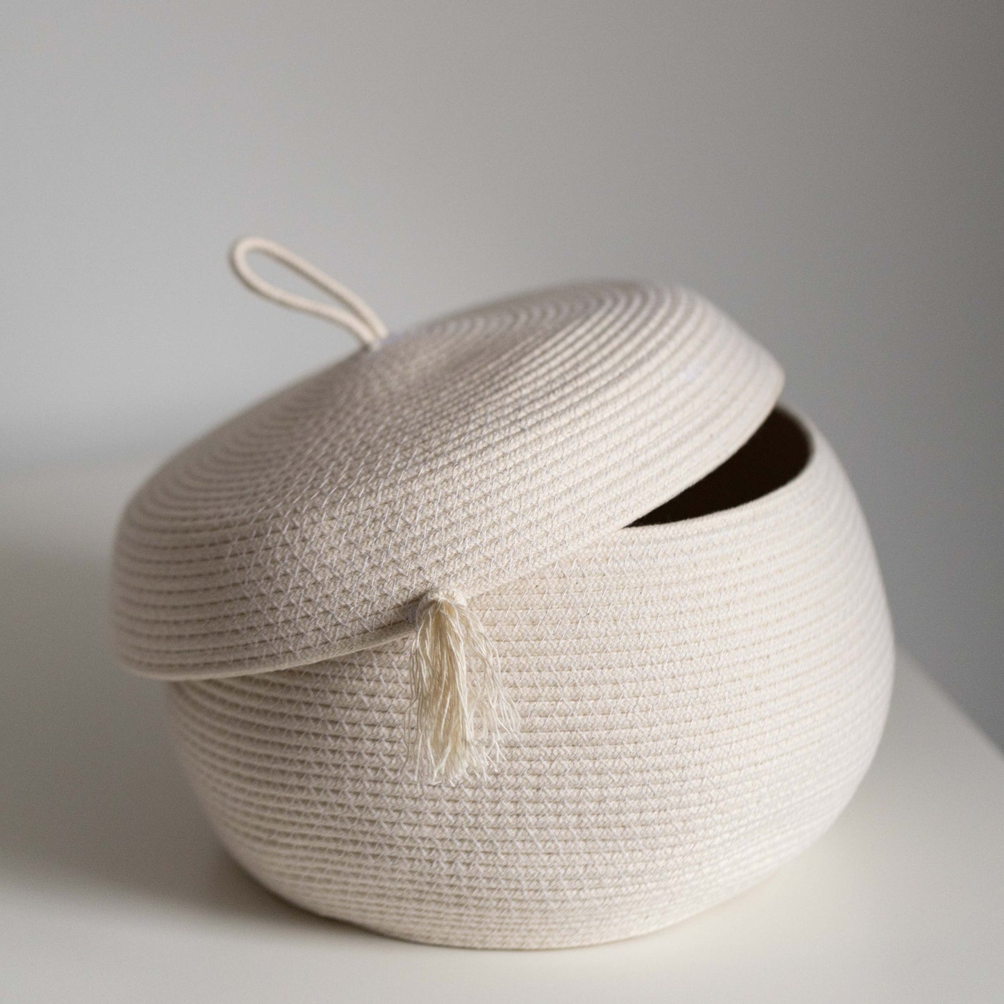 Natural Cotton Rope Basket with Tassel