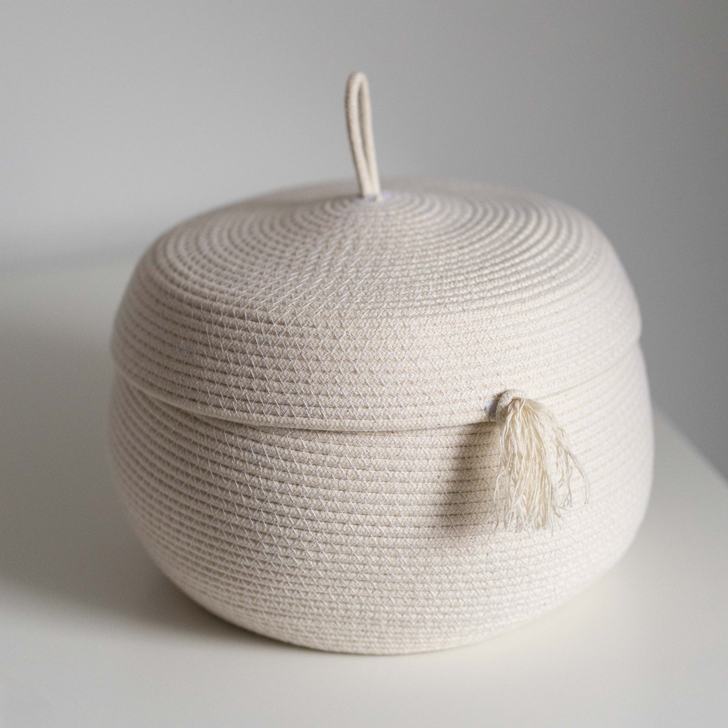 Natural Cotton Rope Basket with Tassel