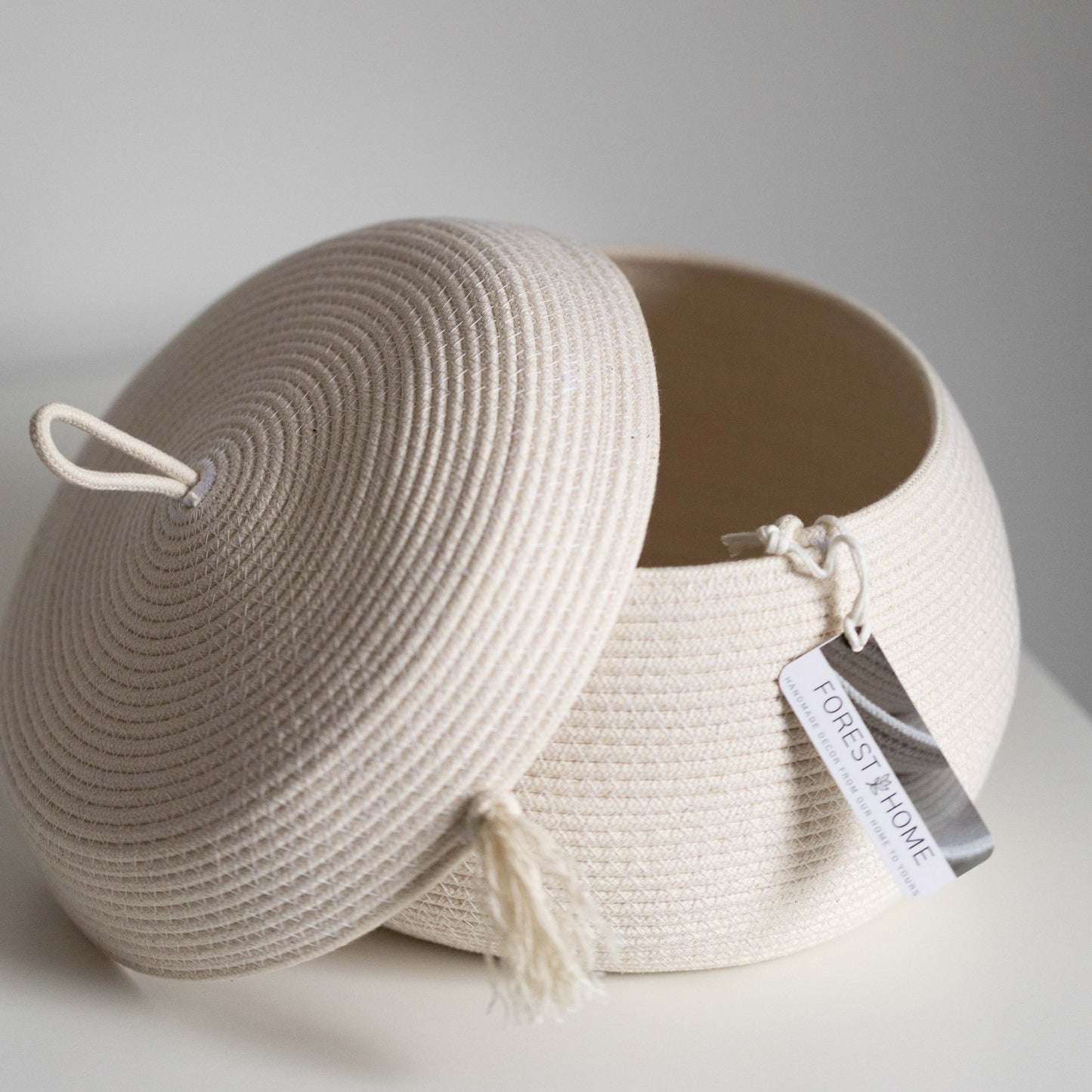 Natural Cotton Rope Basket with Tassel