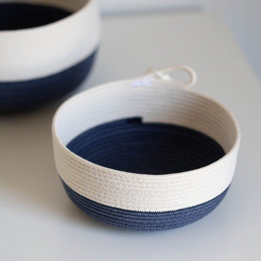 Handmade Cotton Rope Bowl in Atlantic Blue