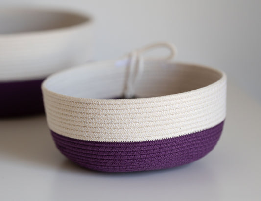 Handmade Cotton Rope Bowl in Sugar Plum