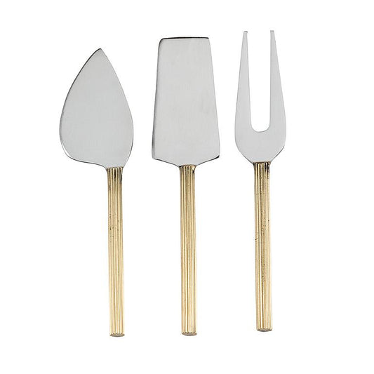 Ribbed Cheese Knives and Fork