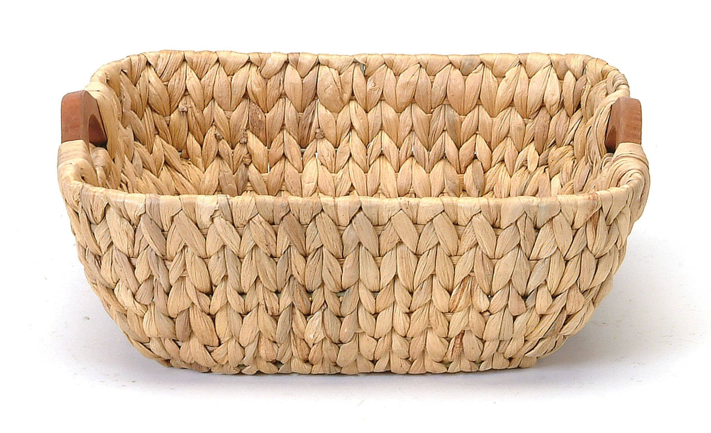 Square Hyacinth Basket With Wood Handles