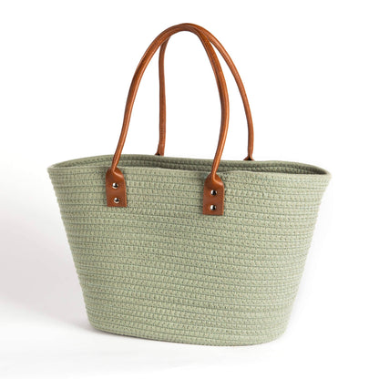 Chic Green Cotton Market Bag