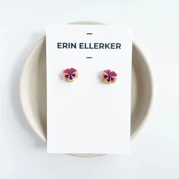 Pansey Flower Stud Earring by Erin Ellerker