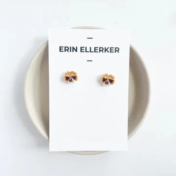 Pansey Flower Stud Earring by Erin Ellerker