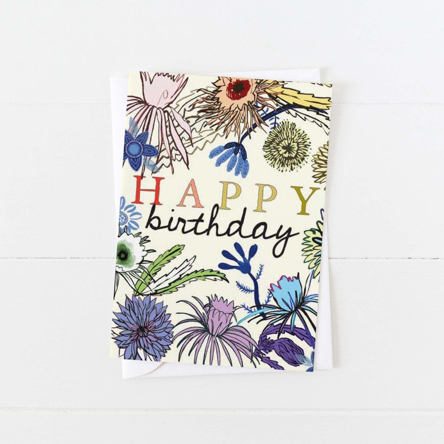 Rainbow Birthday Flowers—Greeting Card