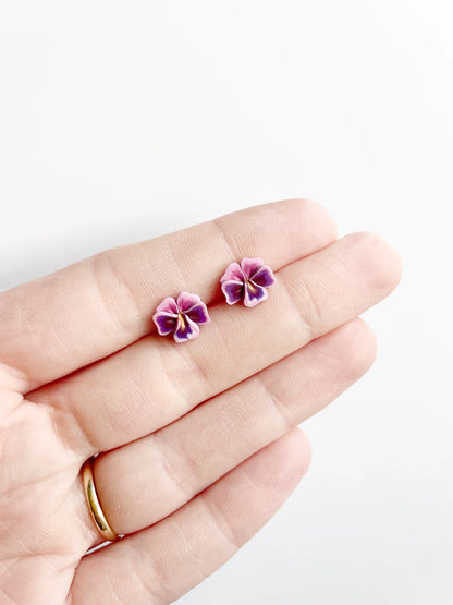 Pansey Flower Stud Earring by Erin Ellerker