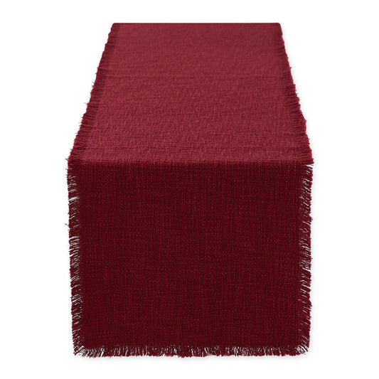 Basket Fringe Table Runner in Cranberry or Cream Sugar